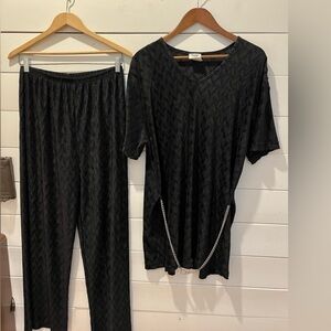 🖤 Vintage Black Pleated Set – Huntington Ridge – Size L